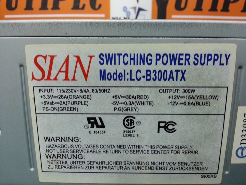 SIAN LC-B300ATX POWER SUPPLY 300W - 裕益科技自動化設備可程式編碼器PLC分散式控制系統DCS